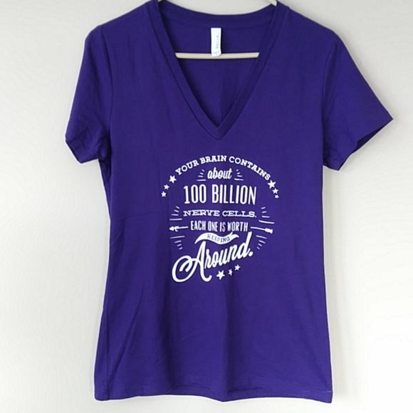 Bella Tops - Alzheimer's V Neck Purple T-Shirt Size Large